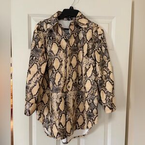 Brand new Snakeskin Print Button-Up Shirt leather like texture